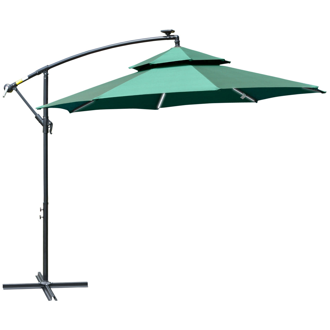 MCL 3m LED Light Overhanging Parasol - Green