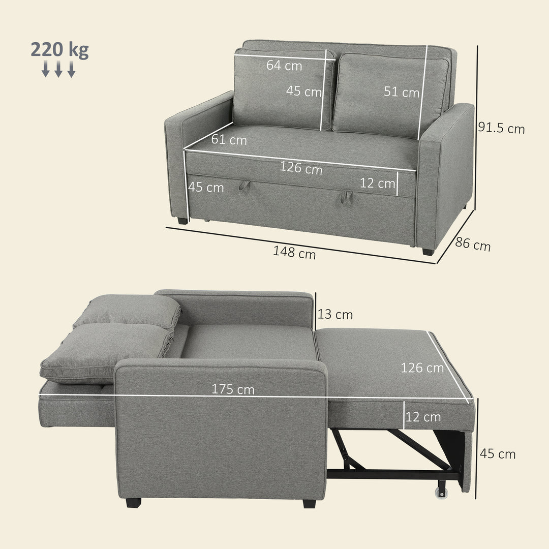 Double Sofa Bed Click Clack Sofa Bed Pull Out Bed with Adjustable Back