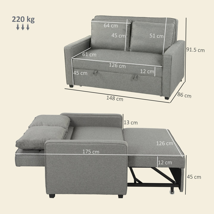 Double Sofa Bed Click Clack Sofa Bed Pull Out Bed with Adjustable Back
