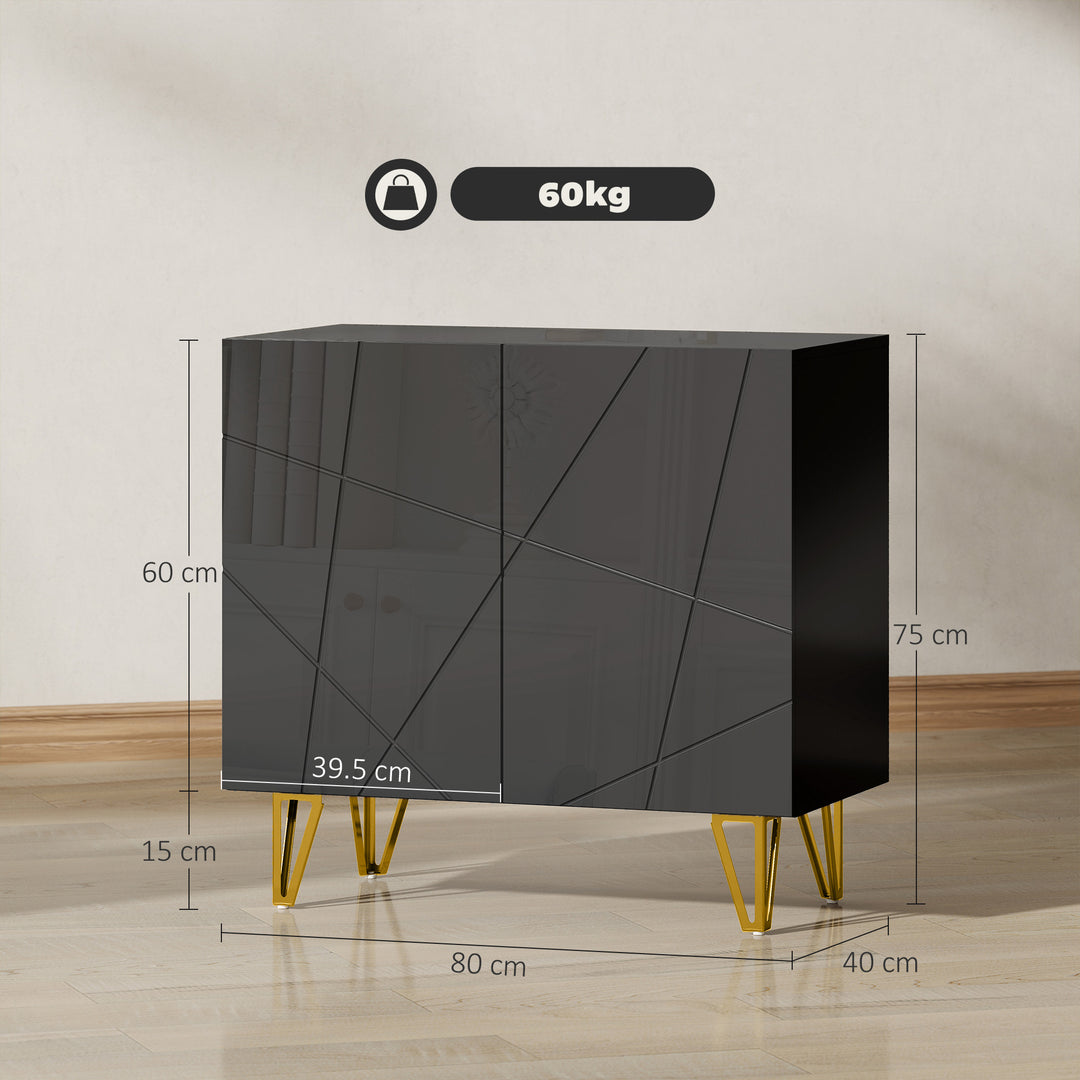 Modern Luxe High Gloss Sideboard, with Hairpin Legs - Black