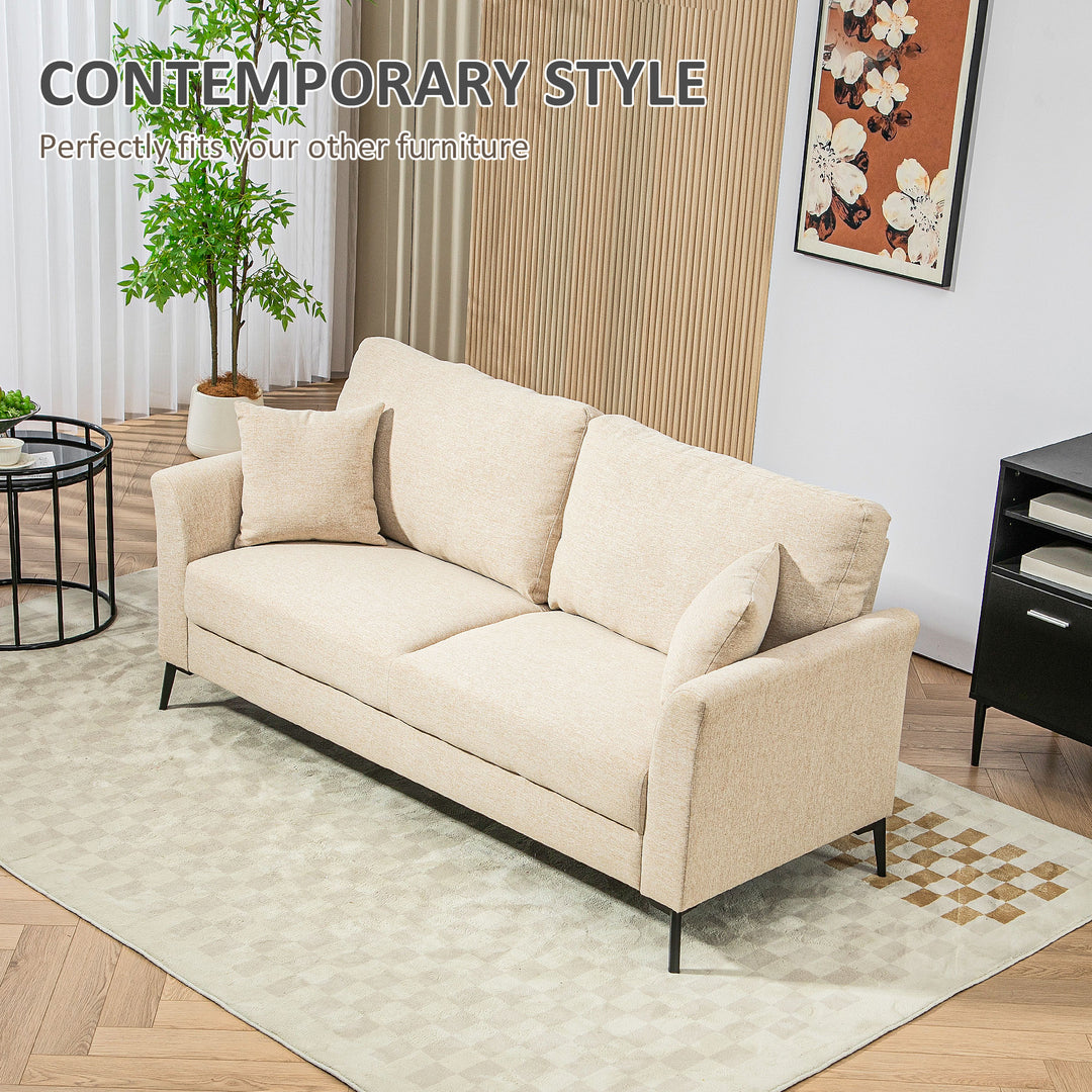 Three-Seater Linen-Look Sofa - Beige