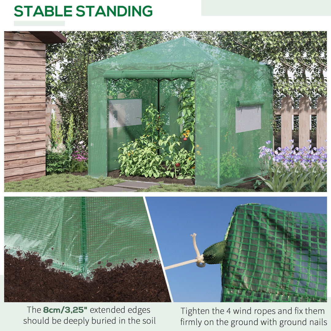 MCL Pop-up Small Greenhouse, Outdoor Walk-in Tomato Greenhouse with Carrying Bag, PE Cover, Steel Frame, Green, 2.4L x 1.8W x 2.4H m