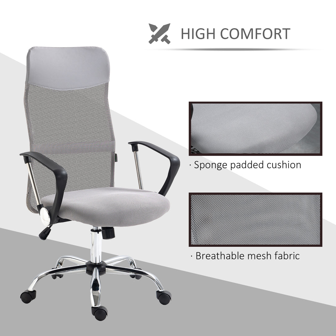Ergonomic Office Chair Mesh Chair with Adjustable Height Tilt Function Light Grey