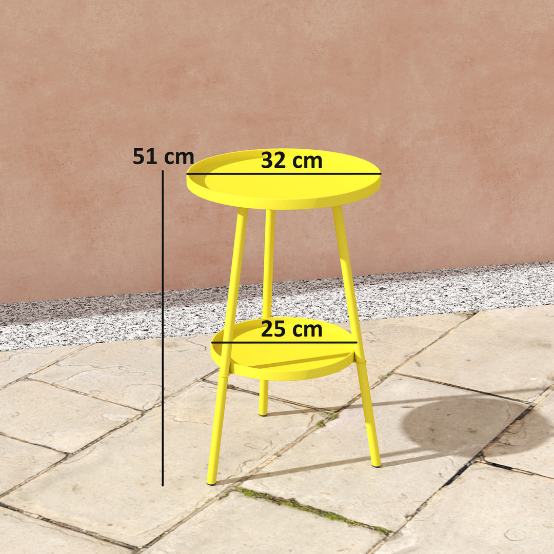 Two-Tier Metal Garden Table - Yellow