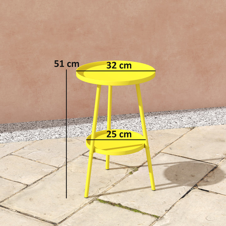 Two-Tier Metal Garden Table - Yellow