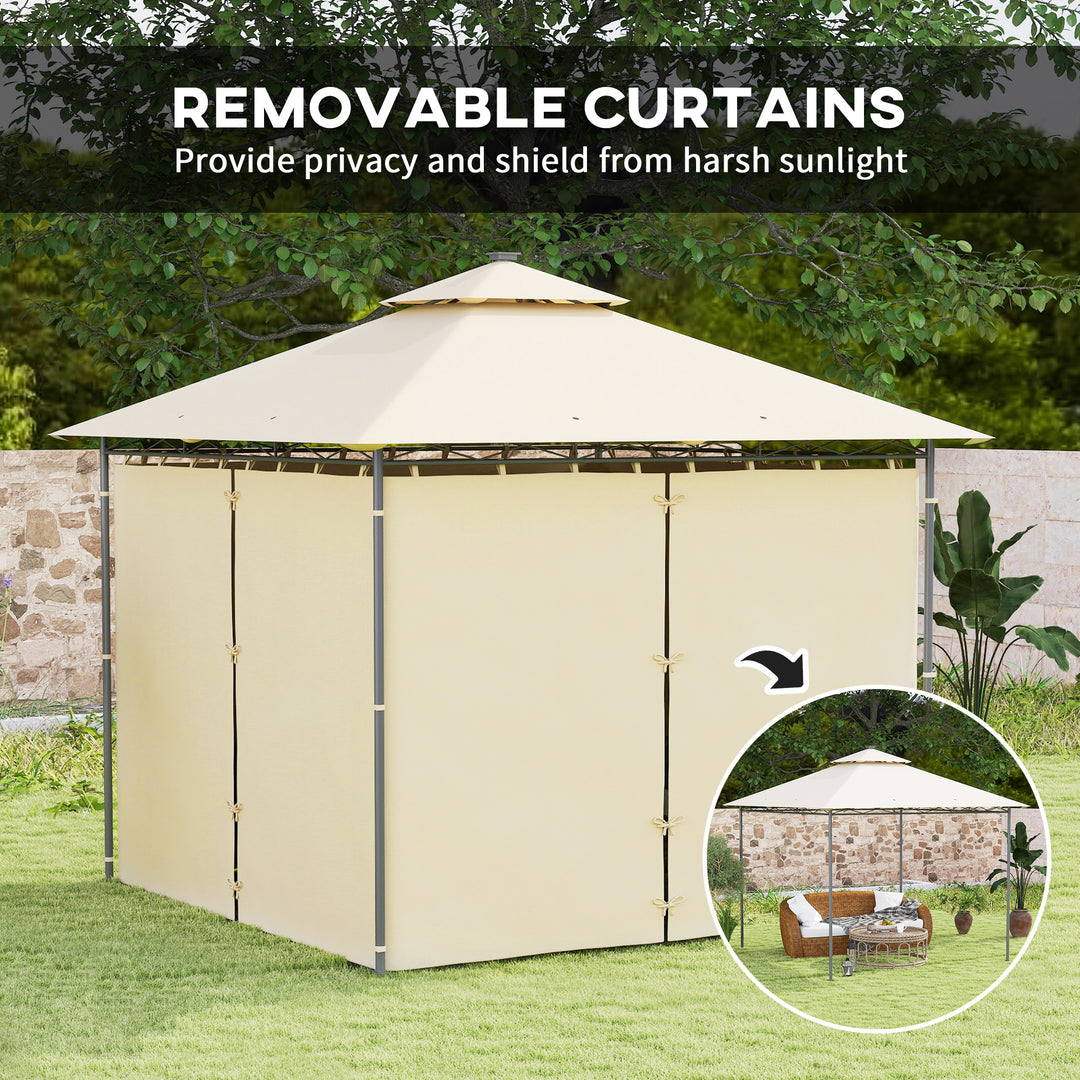 3 x 3 m Solar LED Metal Gazebo - Beige