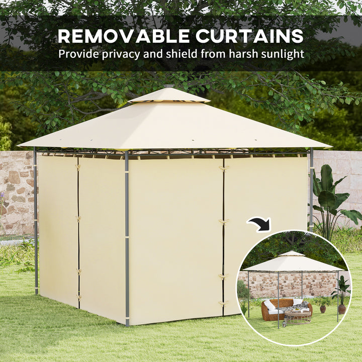 3 x 3 m Solar LED Metal Gazebo - Beige