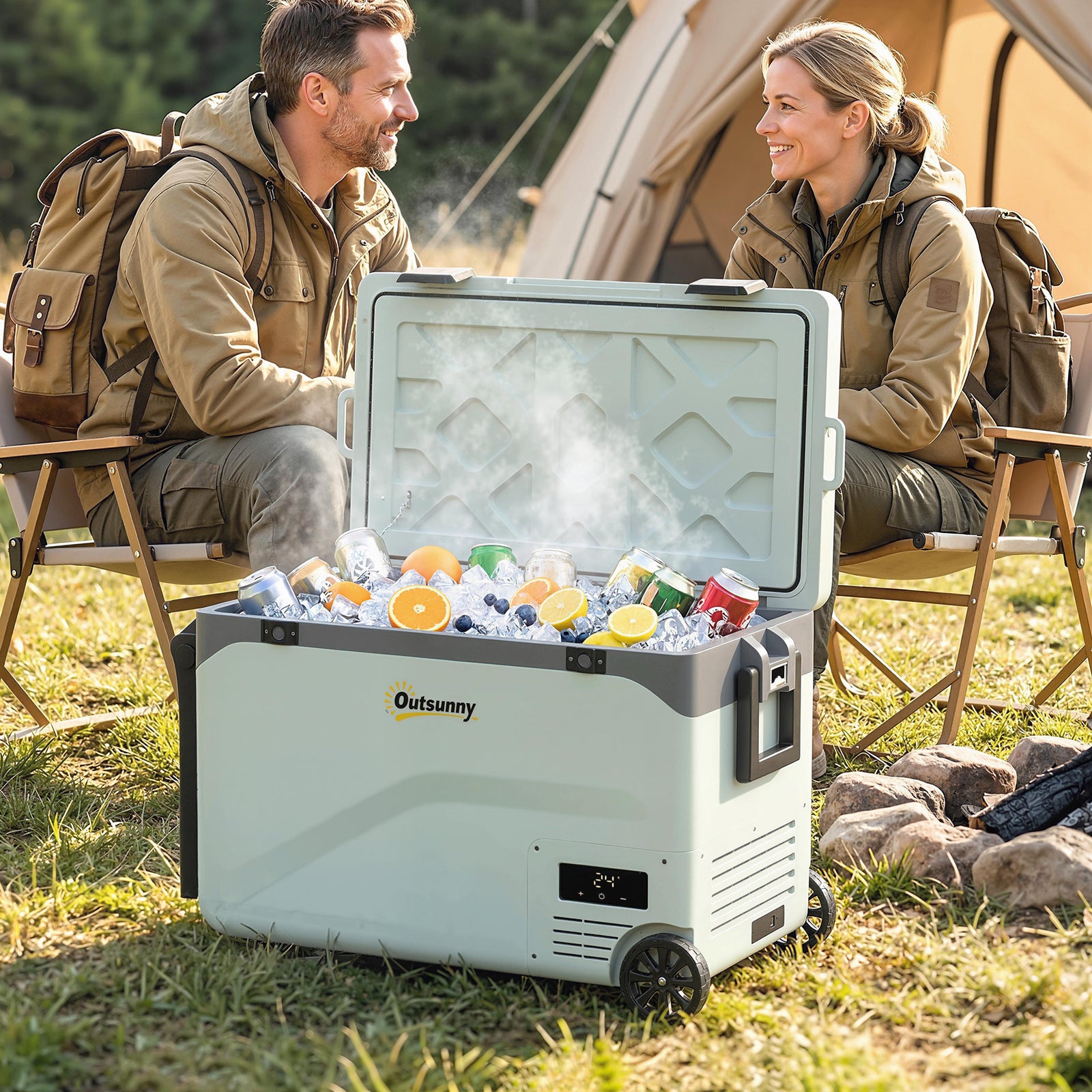 42.5L Compressor Car Fridge Freezer, Camping Refrigerator with App Con