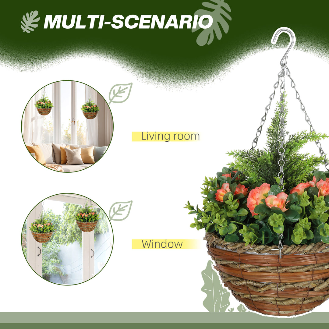 Set of Two Hanging Lisianthus Flower Pots - Yellow/Green