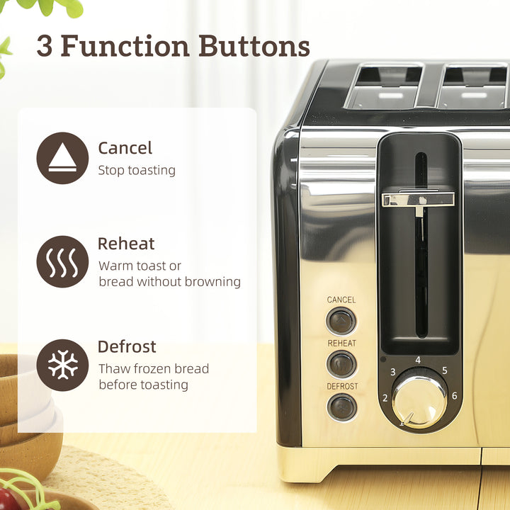 MCL Kettle and Toaster Set, 1.7L 3000W Rapid Boil Jug Kettle with Strix Thermostat, Limescale Filter, 4 Slice Toaster with 7 Browning Controls, Crumb Tray, Black