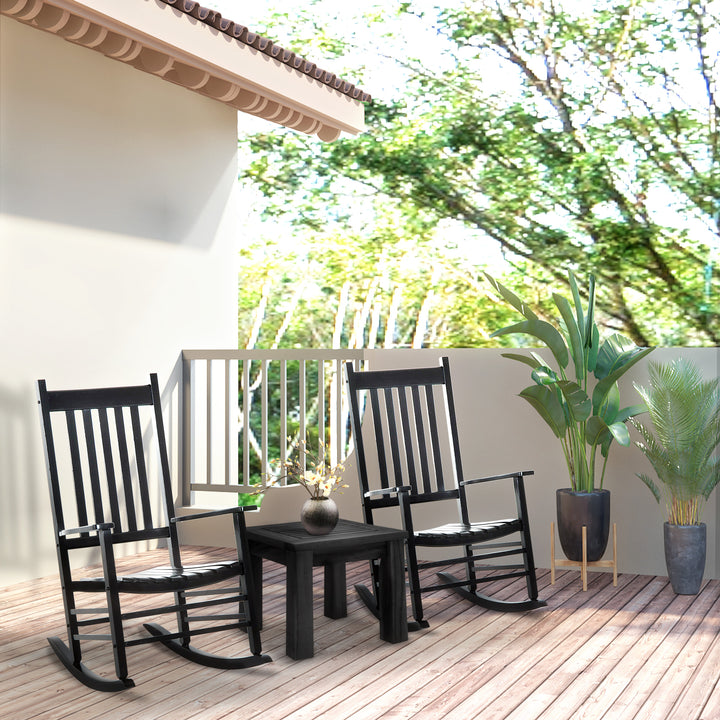 Outdoor Porch Rocking Chair Armchair Wooden Patio Rocker Balcony Deck Garden Seat Black