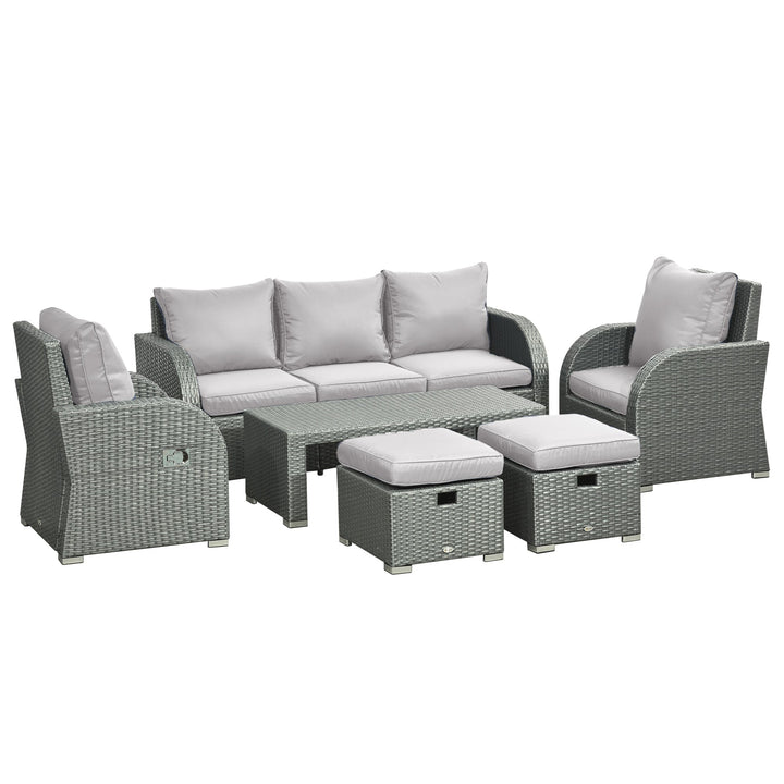 Six-piece Outdoor Rattan Dining Set, Grey