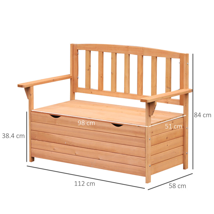 Two-Seater Garden Storage Bench - Natural