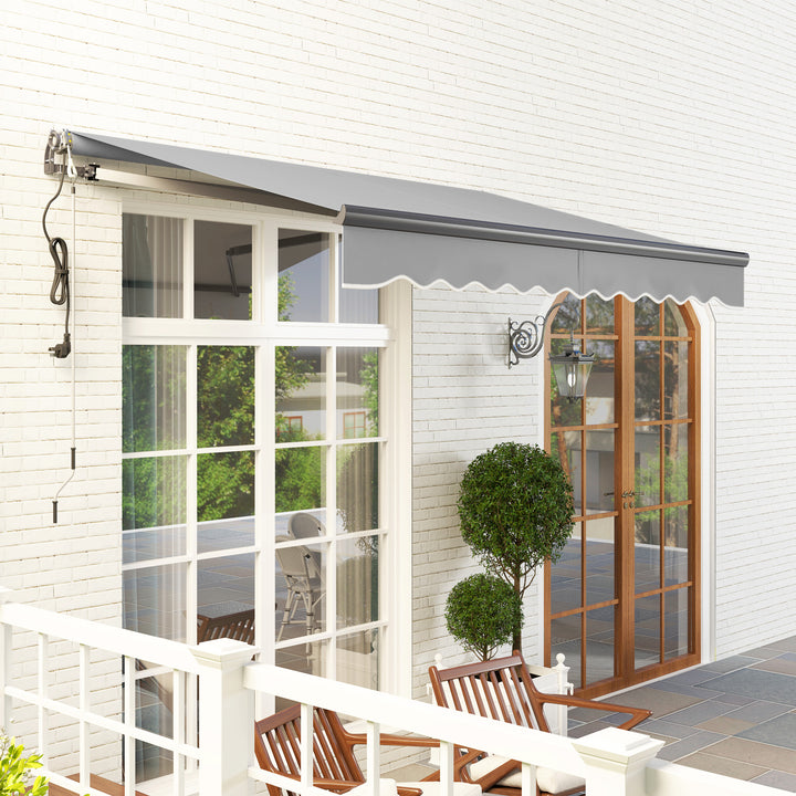 Outsunny 3 x 2.5m Electric Awning with Remote Controller, Aluminium Frame DIY Retractable Awning, UV30+ Sun Shade Canopy for Garden Patio Deck Door Window, Light Grey