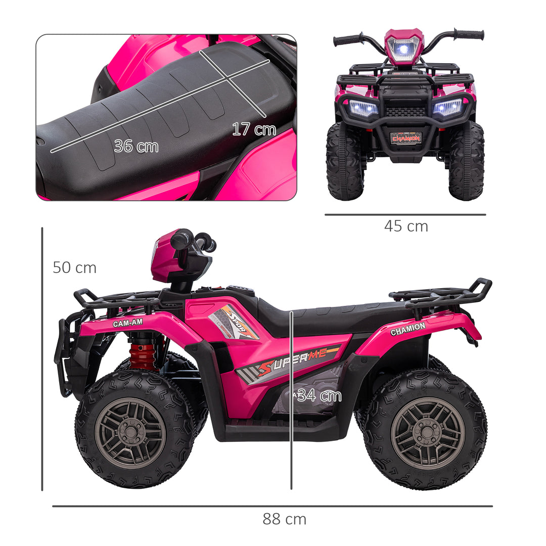HOMCOM 12V Kids Quad Bike with Forward Reverse Functions, Ride On ATV with Music, LED Headlights, for Ages 3