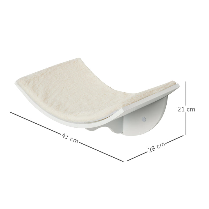 Wood Cat Shelves, Wall-Mounted Cat Shelter, Curved Kitten Bed Perch Climber Furniture 41 x 28 x 21cm White