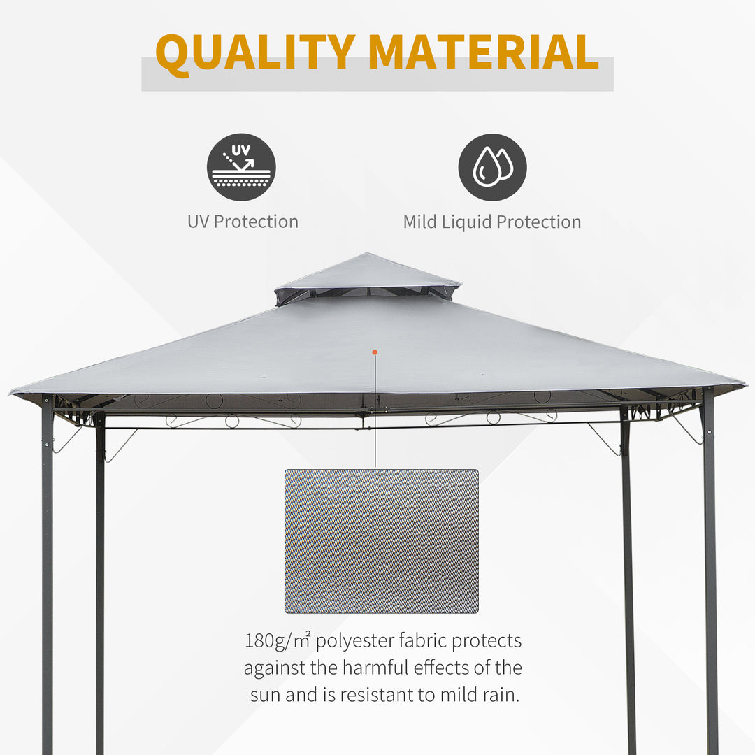 3x3(m) Outdoor Patio Gazebo Steel Canopy Tent Pavilion 2-Tier Roof Top Garden Sunshade Grey