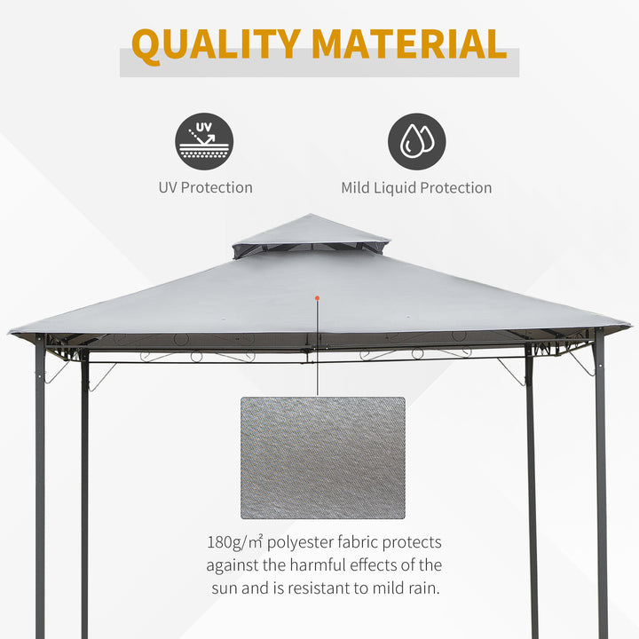 3x3(m) Outdoor Patio Gazebo Steel Canopy Tent Pavilion 2-Tier Roof Top Garden Sunshade Grey
