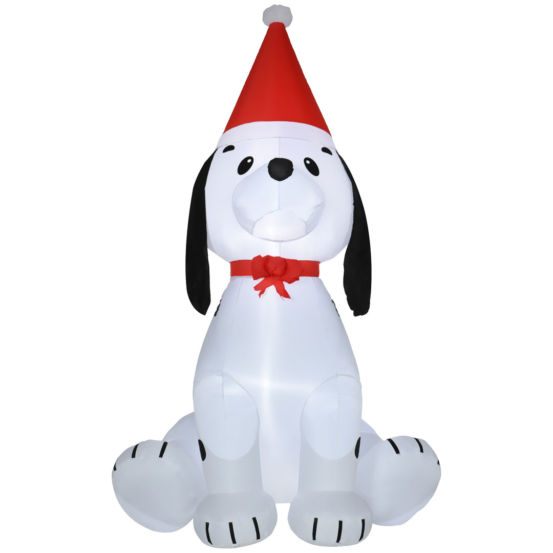 MCL 6ft Inflatable Christmas Puppy Dog Wearing Santa Hat Lighted Outdoor Decoration Blow Up Decor for Holiday Indoor