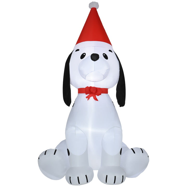 MCL 6ft Inflatable Christmas Puppy Dog Wearing Santa Hat Lighted Outdoor Decoration Blow Up Decor for Holiday Indoor