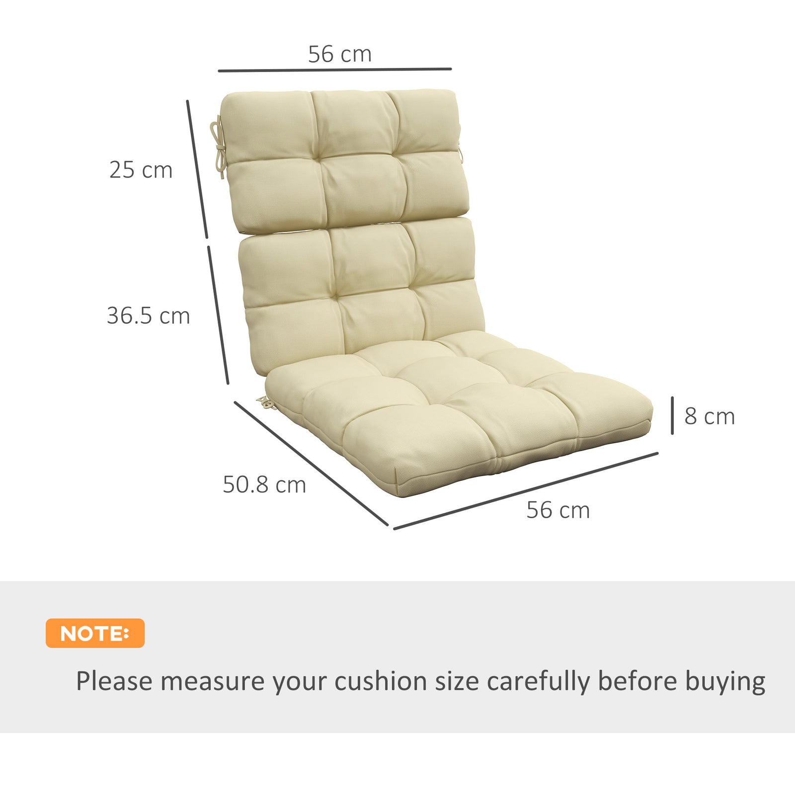 2-Piece Seat Cushion Replacement with Backrest, Garden Patio Chair Cus