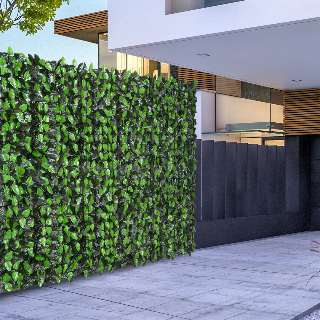 MCL Artificial Leaf Hedge Screen Privacy Fence Panel for Garden Outdoor Indoor Decor 3M x 1M Light Green and Dark Green