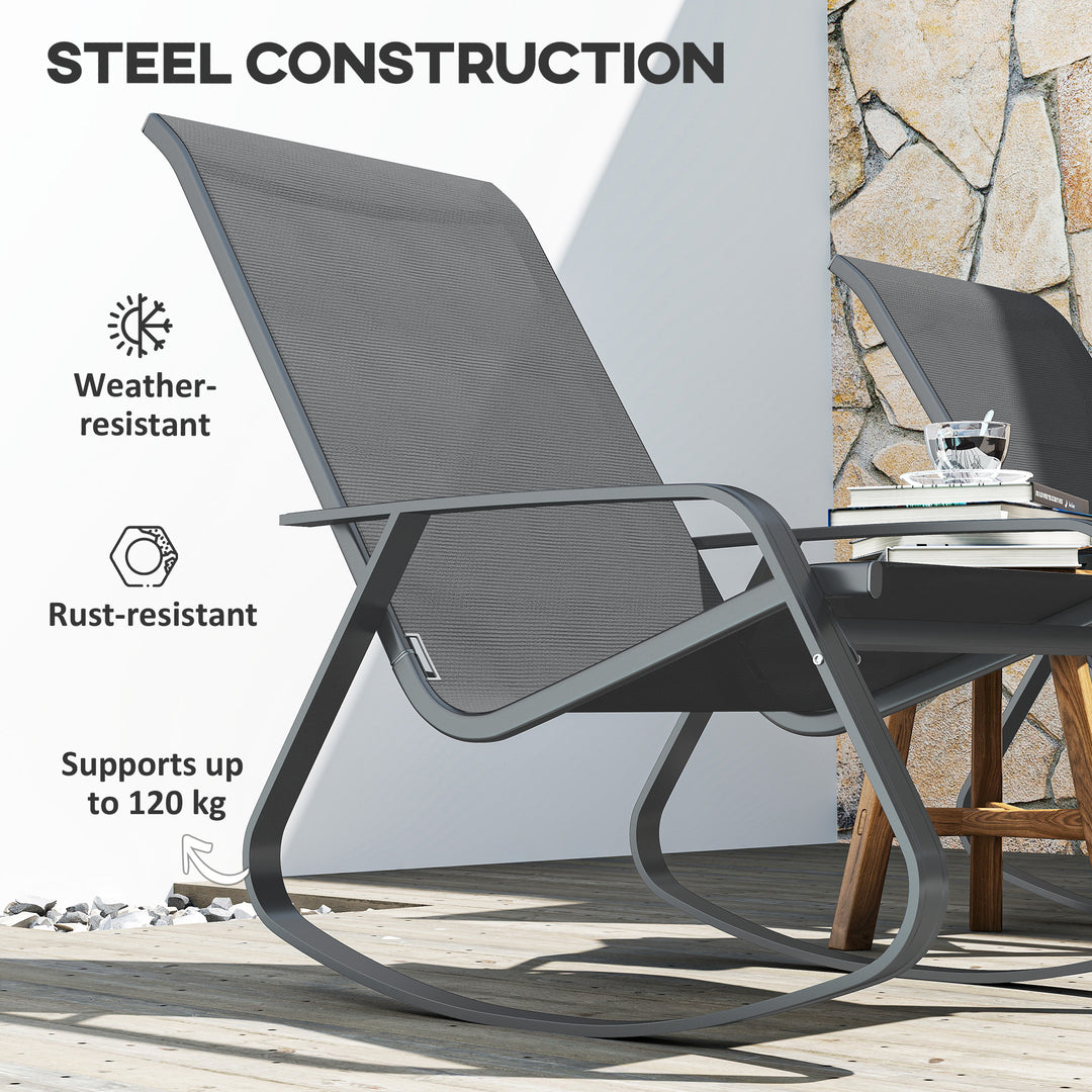 Set of Two Rocking Garden Chairs - Grey