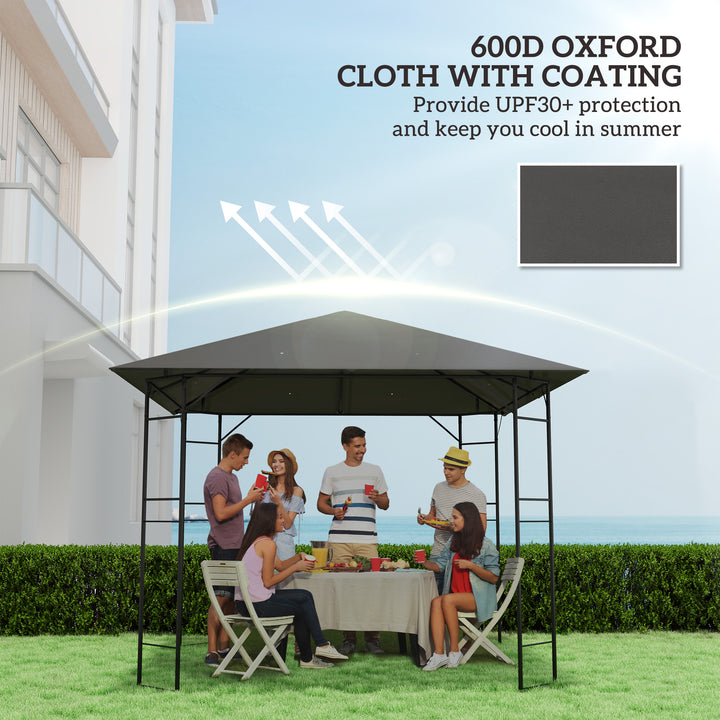 3 x 3(m) Gazebo Canopy Replacement Cover, Garden Gazebo Roof Replacement with Drain Holes, Water Resistant PVC Coating, 370g/㎡, UPF30+, TOP COVER ONLY, Grey