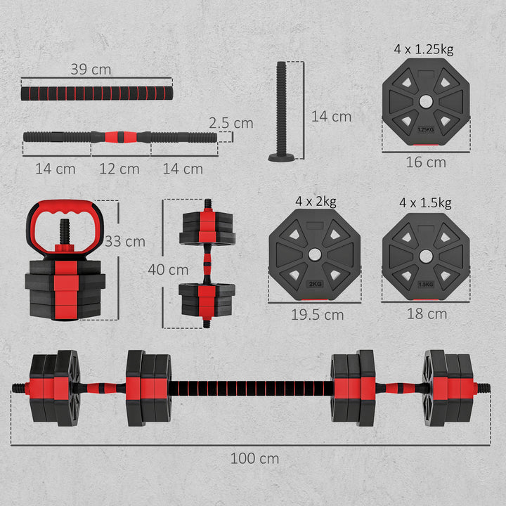 6-in-1 Adjustable Weight Dumbbells Set, Used as Kettlebell, Barbell, D