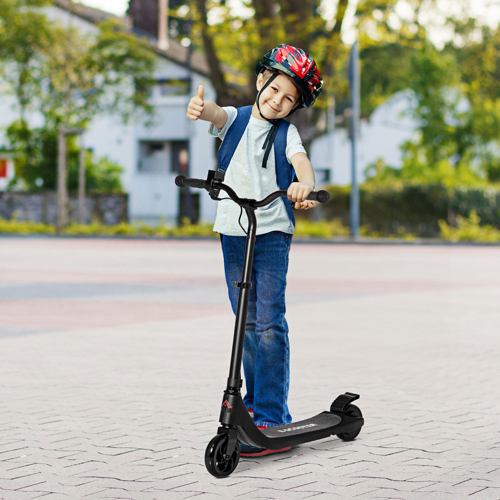 Electric Scooter, 120W Motor E-Scooter, Adjustable Height, Rear Brake for Ages 6+ Years - Black