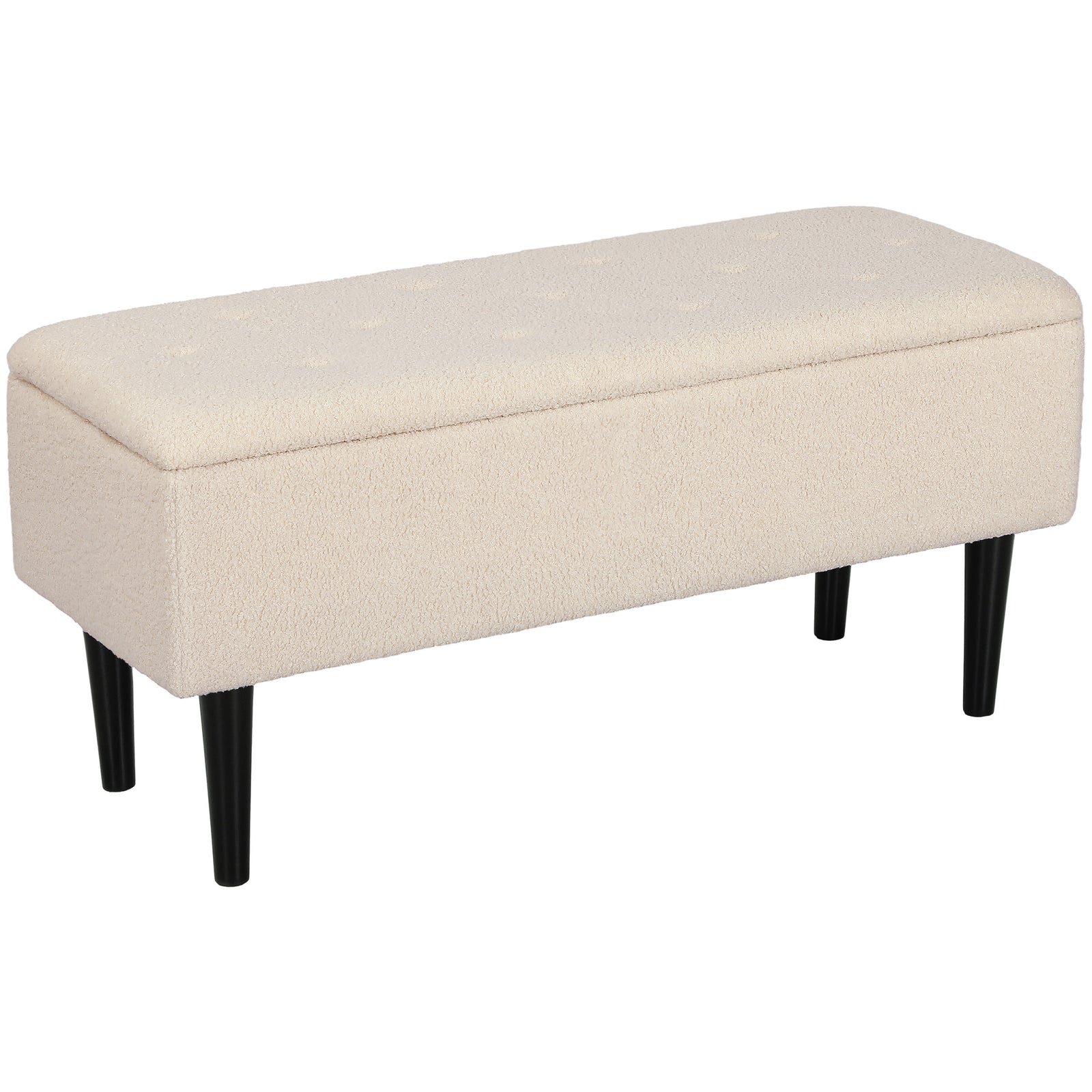 47L Teddy Fleece Storage Ottoman - Cream