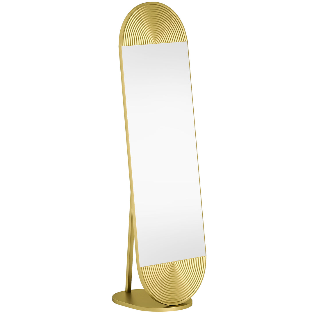 50 x 161 cm Wavy Full Length Mirror, Free Standing Mirror with Metal F