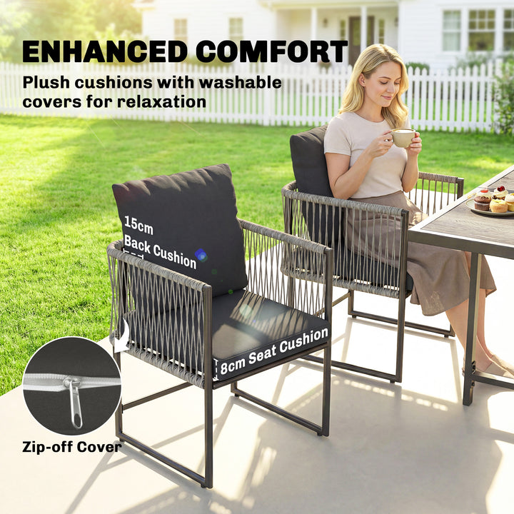4-Seater Garden Dining Set, Rattan Outdoor Furniture with Space-Saving