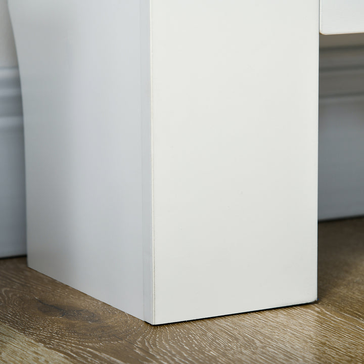 Set of 2 MDF Extendable Radiator Cover with Cabinet Shelving, Home Office Slatted Design, White 139-208.5L x 20.5W x 82.5H cm