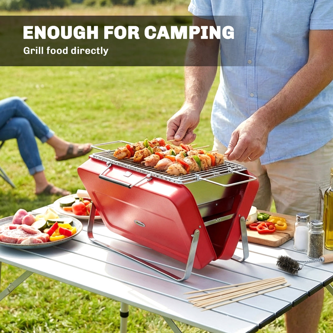Portable Mini Charcoal Barbecue Grill with Suitcase Shell, Outdoor Fol