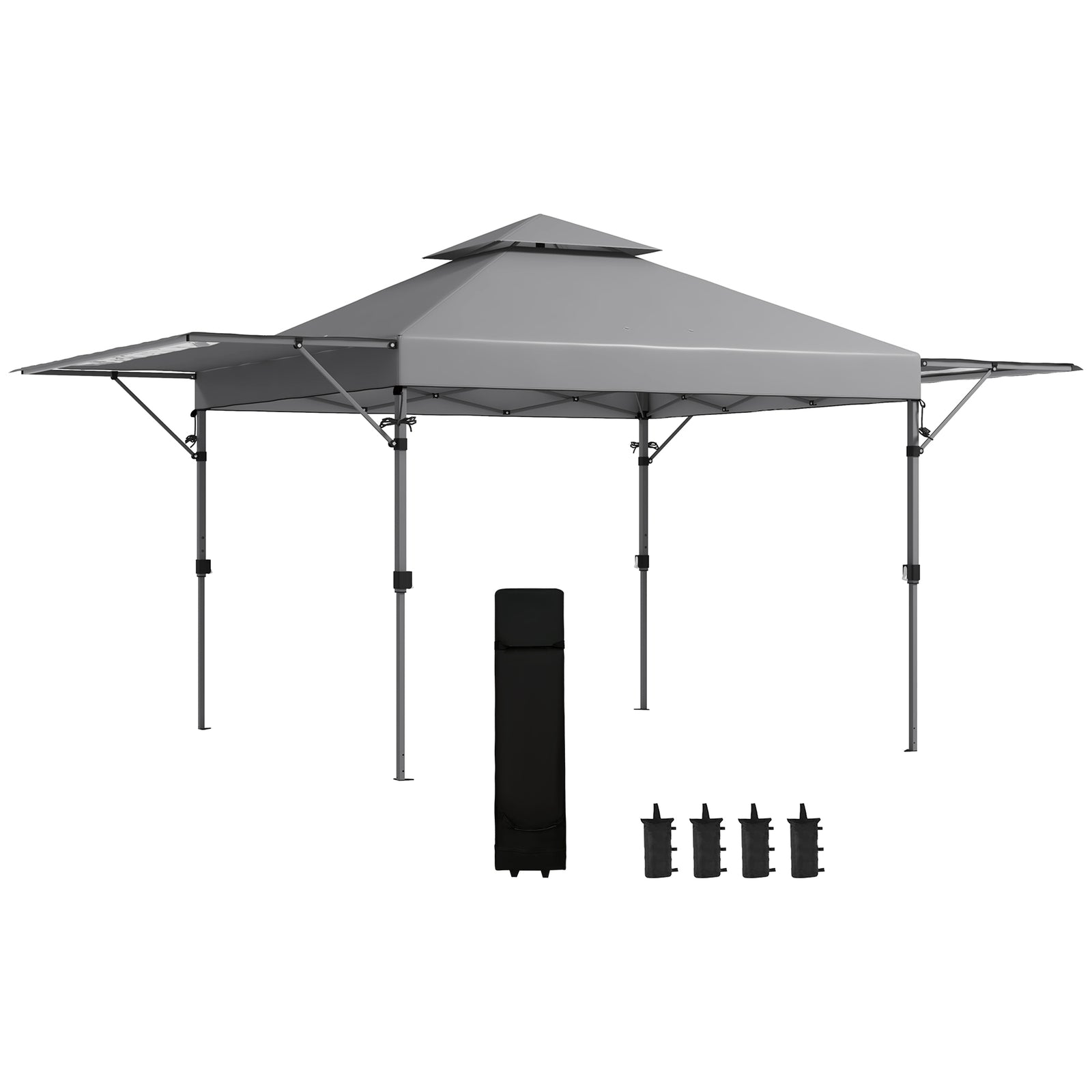 3 x 3m Height Adjustable Pop-Up Gazebo, with Accessories - Grey