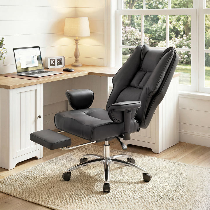 Executive Office Chair, Reclining Desk Chair with Footrest, Adjustable