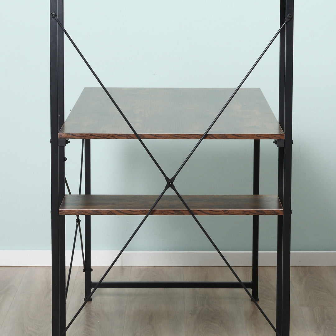 Reversible Computer Desk with Storage Shelves on Left or Right, Industrial Reversible Writing Desk for Home Office, Study, Easy Assembly, 120 x 64 x 121cm, Rustic Brown and Black