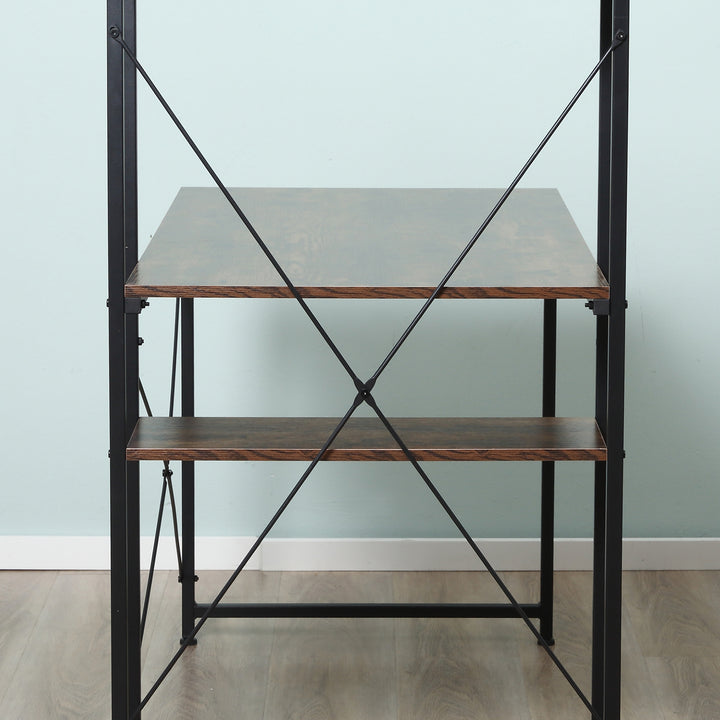 Reversible Computer Desk with Storage Shelves on Left or Right, Industrial Reversible Writing Desk for Home Office, Study, Easy Assembly, 120 x 64 x 121cm, Rustic Brown and Black