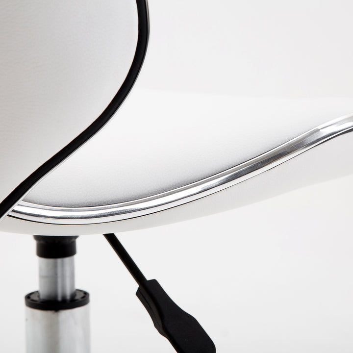 MCL Adjustable Rolling Swivel Beauty Salon Chair, Stool for Spa, Technician - White