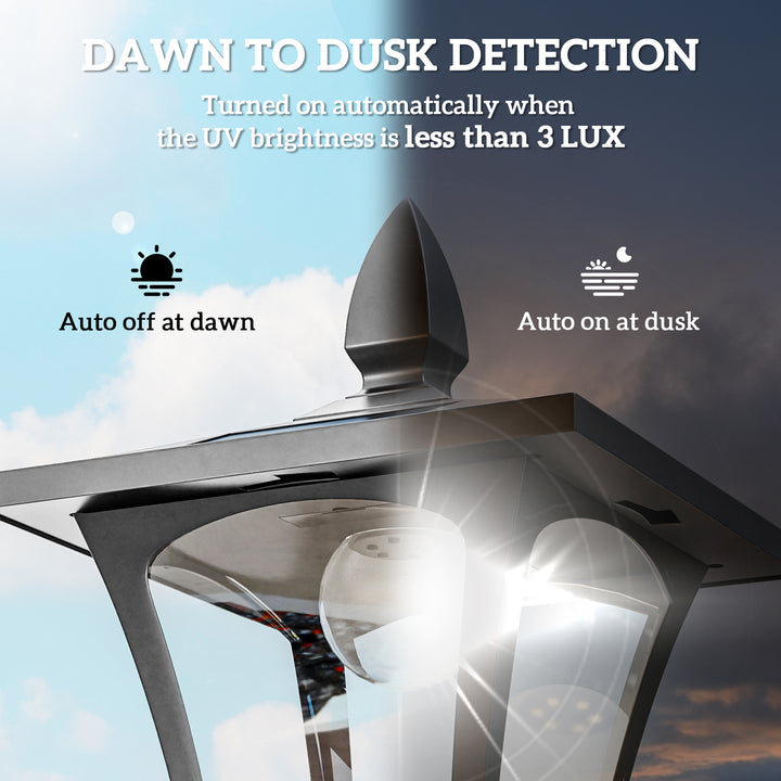 MCL Outdoor Garden Solar Post Lamp Sensor Dimmable LED Lantern Bollard Pathway 1.6M Tall – Black