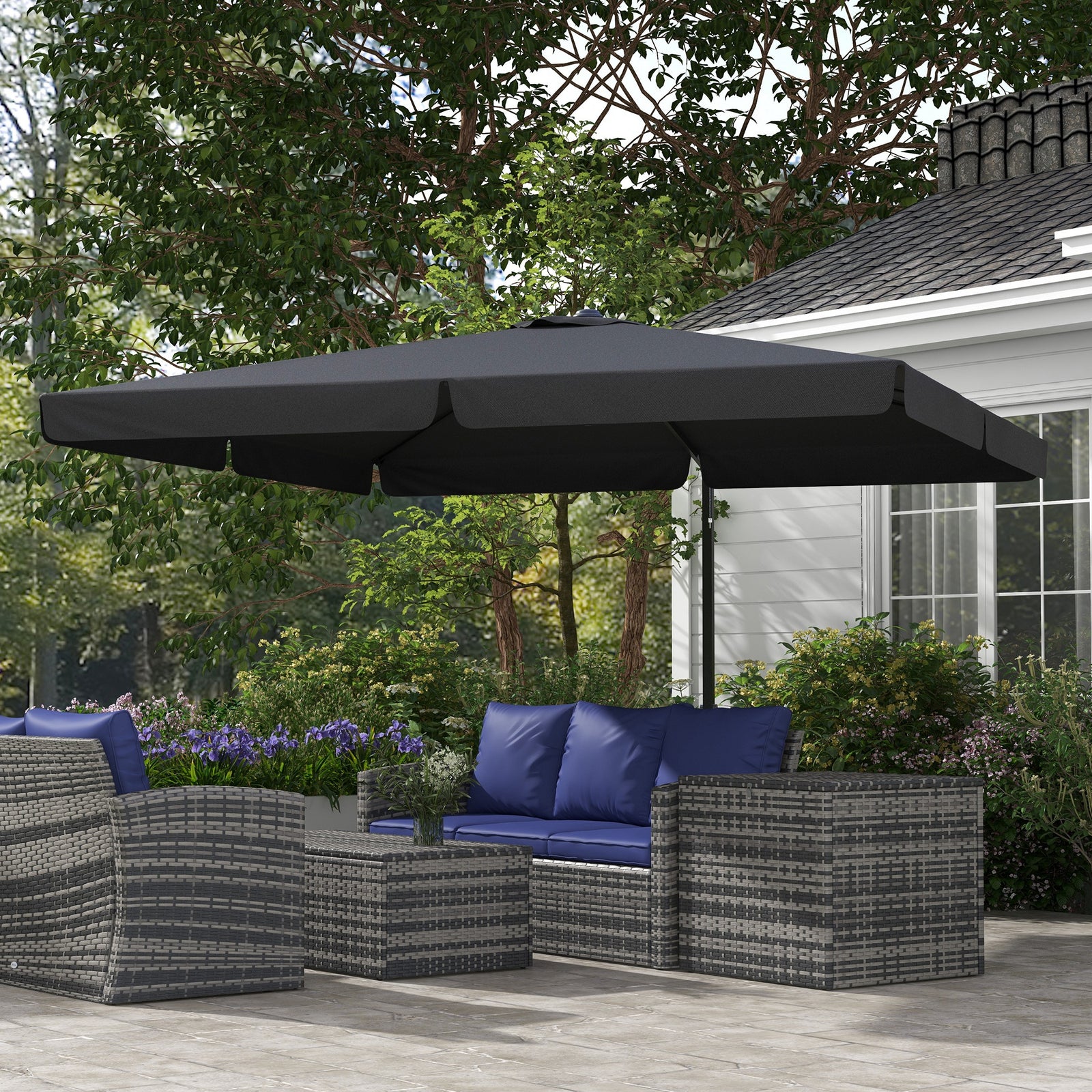 3m Cantilever Parasol, with Four-Position Canopy - Grey