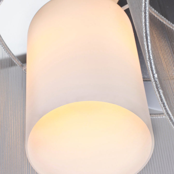 Modern Chandelier, Semi-Flush Mount Ceiling Light with 2 Light, E27 Bulb Base for Hallway, Dining Room, Living Room, White and Silver