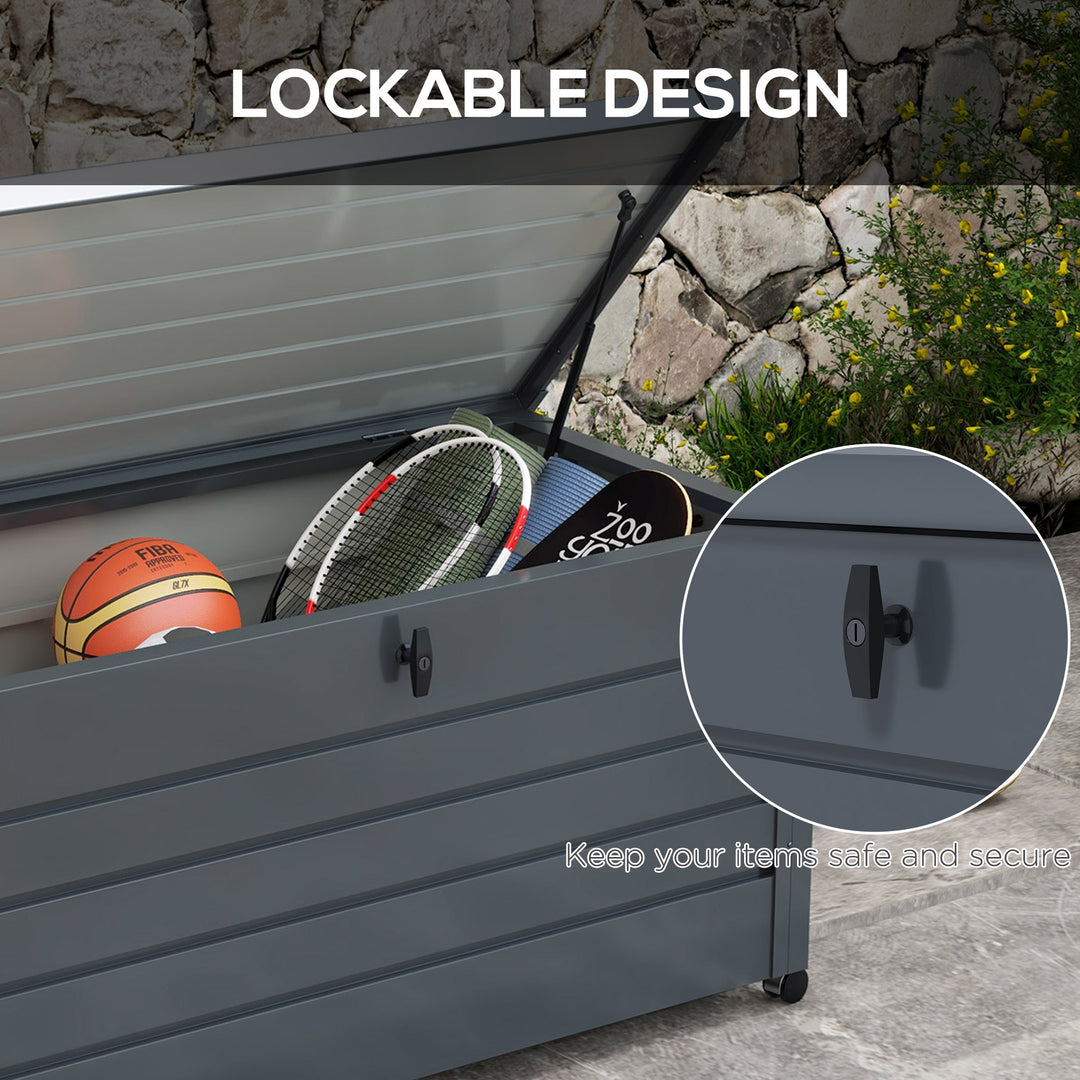 311L Galvanised Steel Garden Storage Box, with Lock - Dark Grey