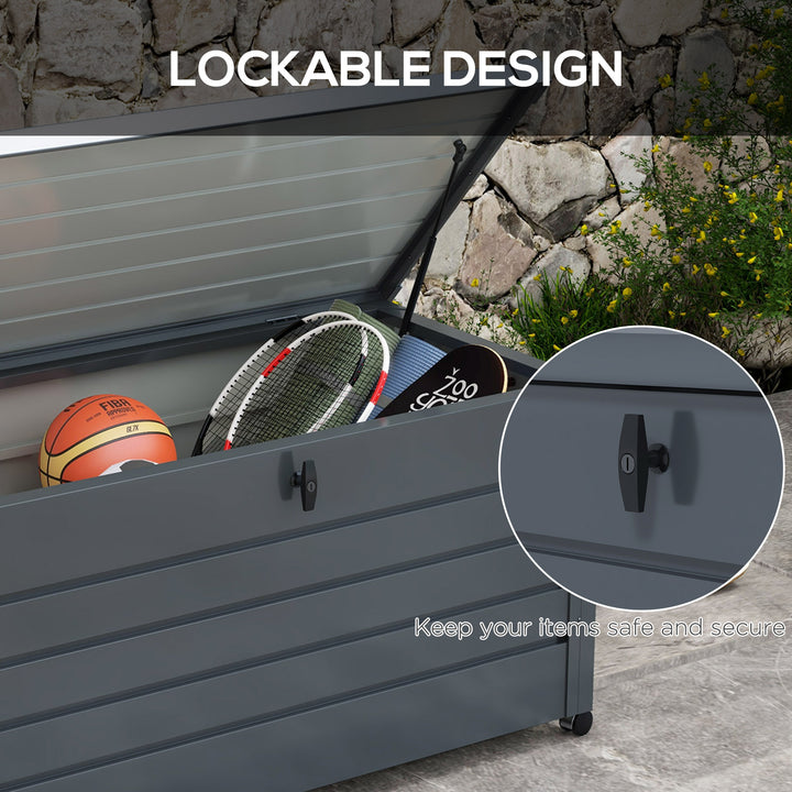 311L Galvanised Steel Garden Storage Box, with Lock - Dark Grey