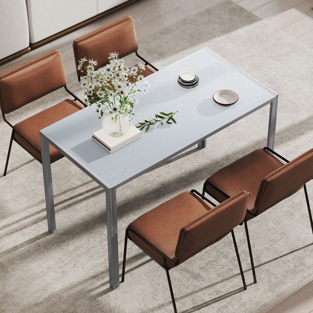 120cm Dining Table, Rectangle 4 Seater Kitchen Table with Tempered Gla