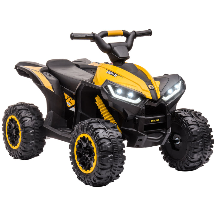 HOMCOM Kids' 12V Electric Quad Bike: Ride-On ATV with Forward/Reverse, Speed Control, Suspension, Horn & Music, Yellow | Aosom UK