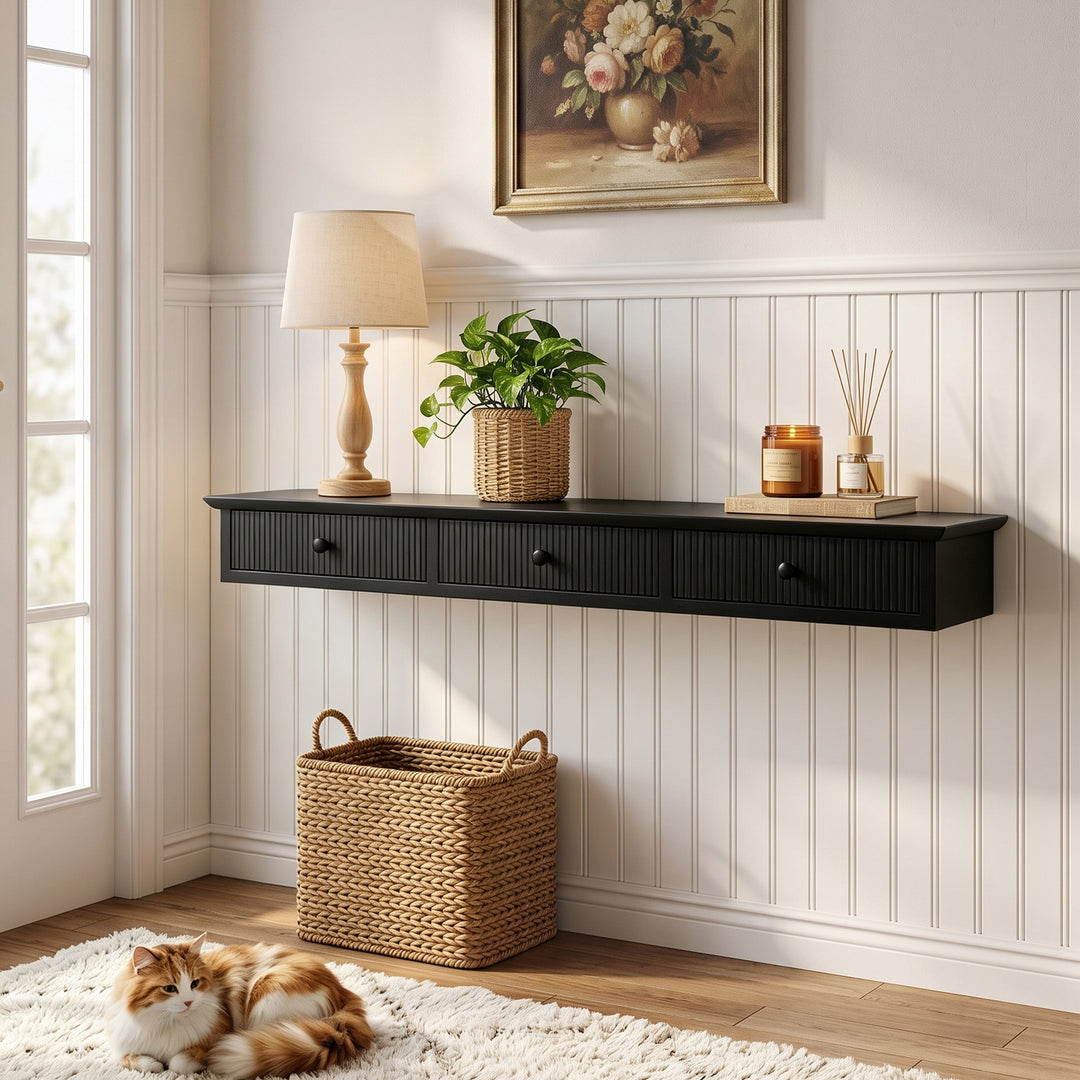 Shelf Wall-Mounted Storage Shelf Shelving Unit MDF 93 x 15 x 10 cm Ent
