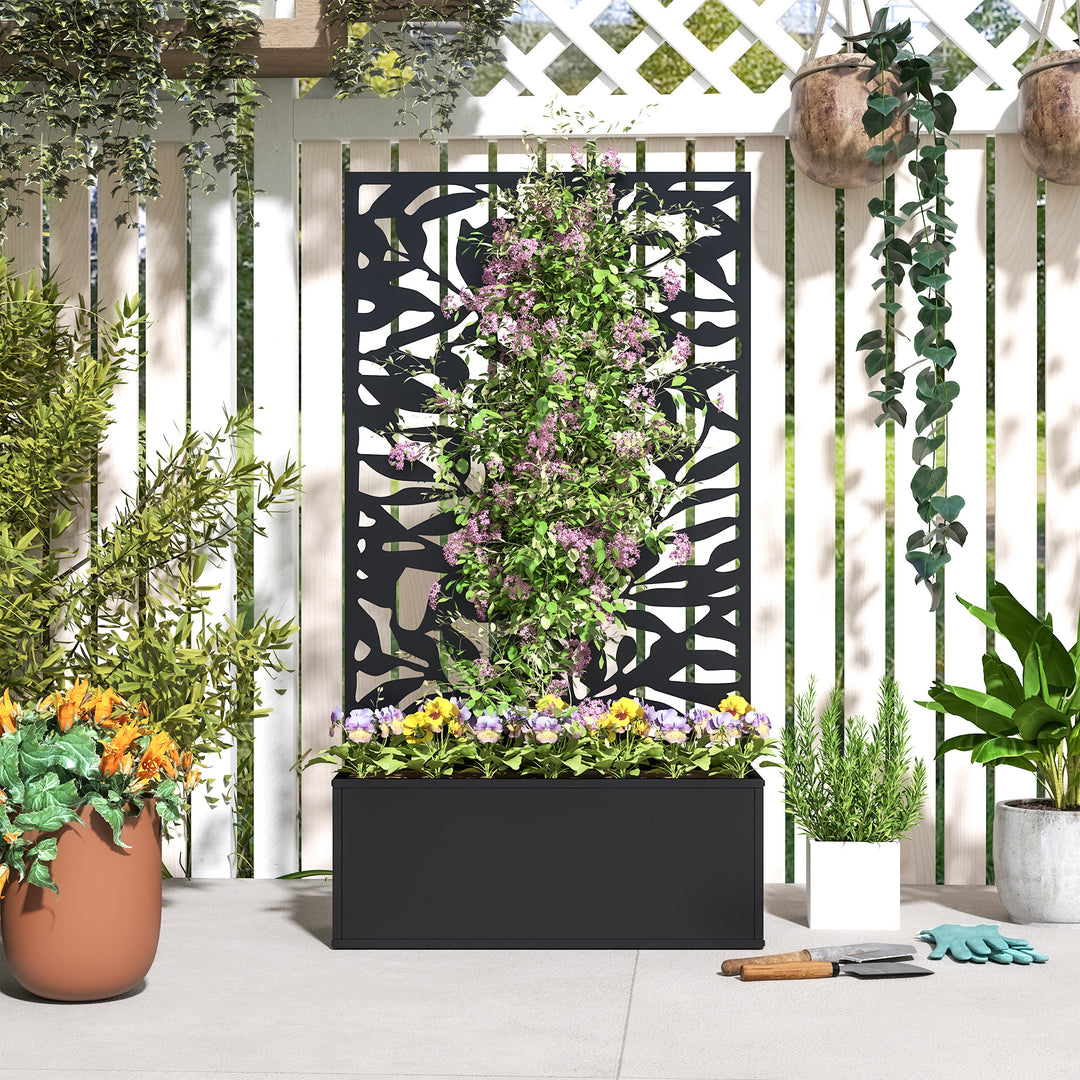 Metal Garden Bed with Trellis, Wall Mounted or Freestanding Raised Pla