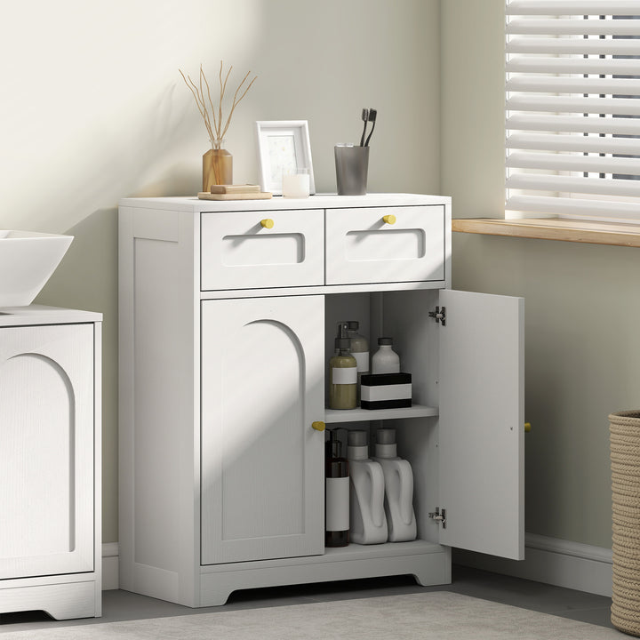 Bathroom Floor Cabinet with 2 Drawers - White - view 2